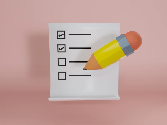 A neat checklist with boxes ticked off and a pen resting on top.