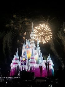 Children joyfully playing inside a colorful enchanted castle with fairy lights.
