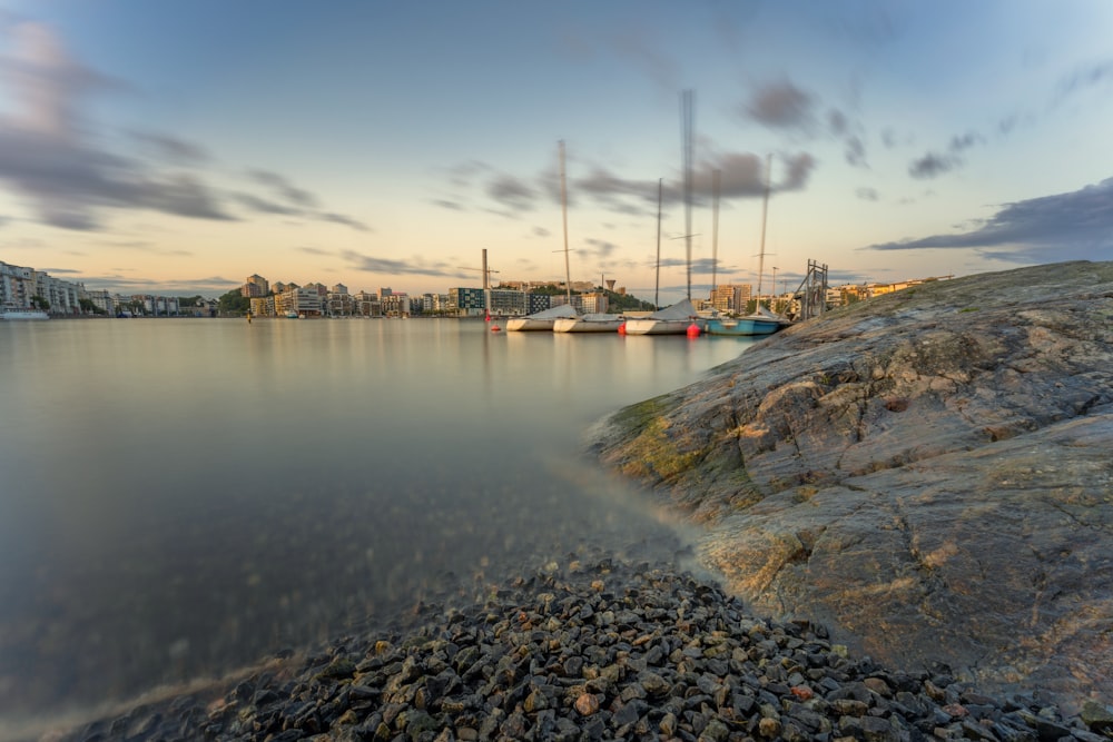 a body of water with a bunch of boats in it