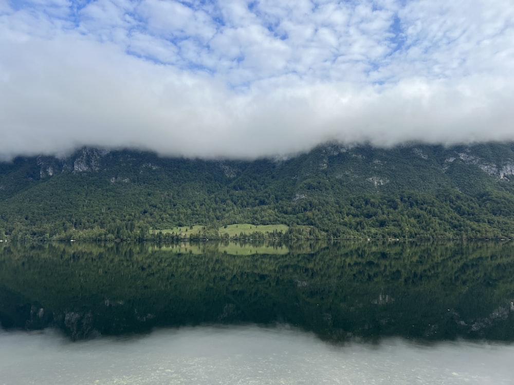 a large body of water surrounded by mountains