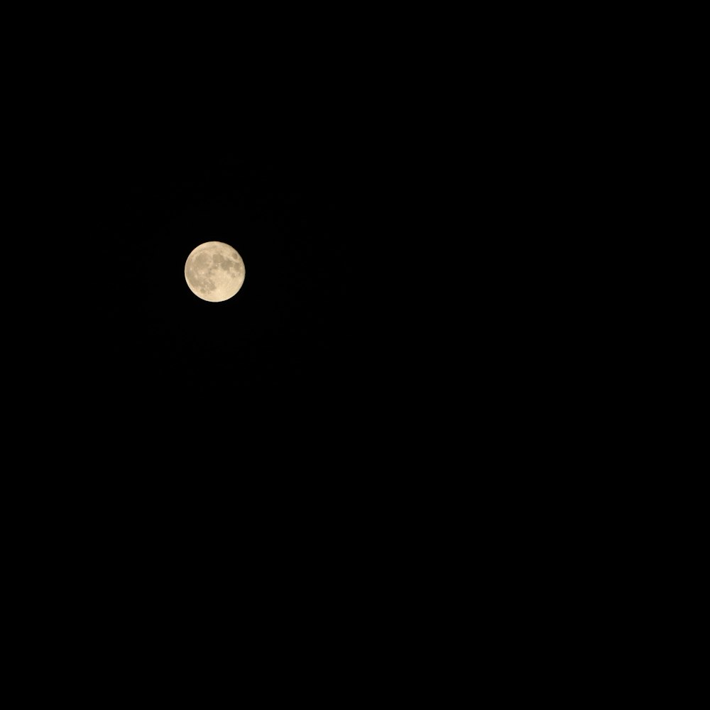 a full moon is seen in the dark sky