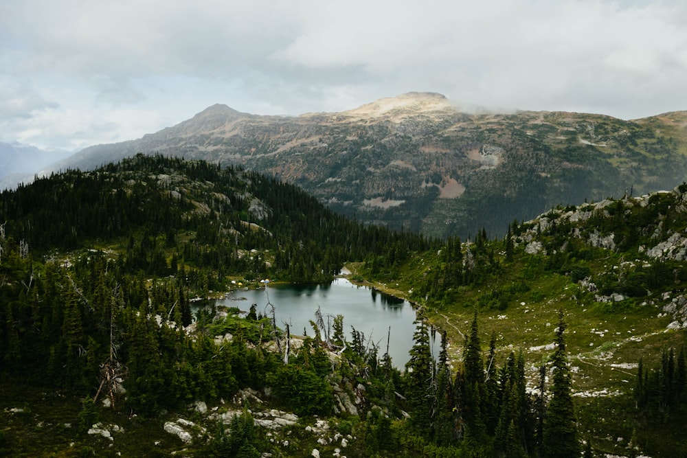 a lake in the middle of a mountain range