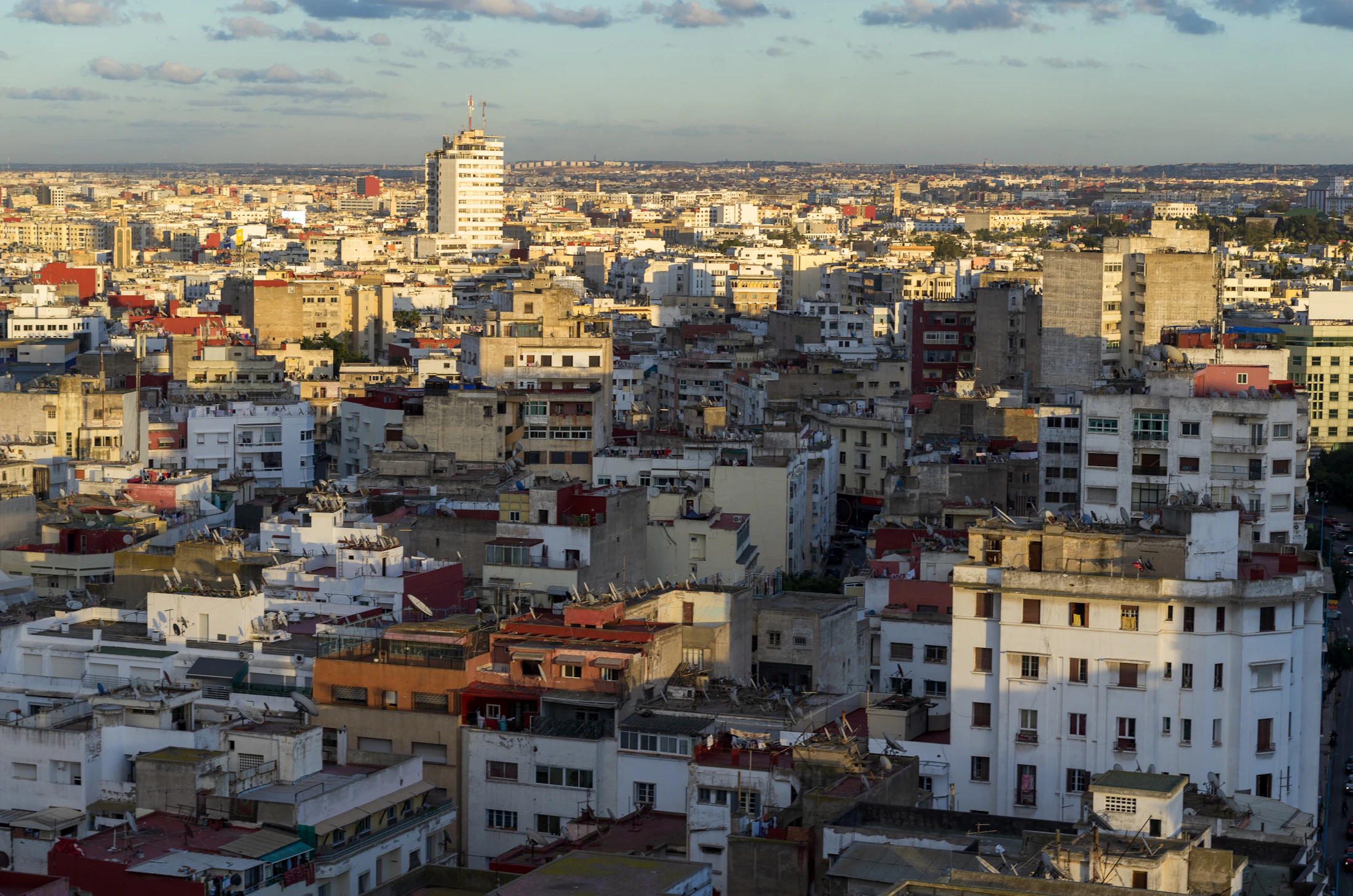 Casablanca city skyline and dense urban neighbourhoods
