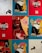 A collage of colorful illustrations featuring people interacting joyfully with Coca-Cola bottles. The artwork includes diverse figures laughing and enjoying each other's company, set against vibrant red, blue, and green backgrounds. Some panels have Coca-Cola branding and QR codes.