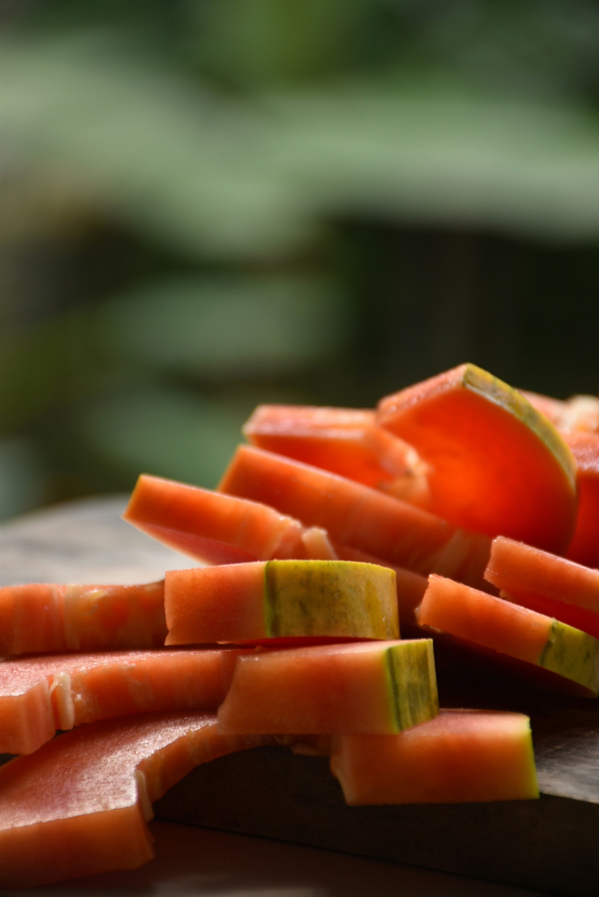 Sliced bright papaya