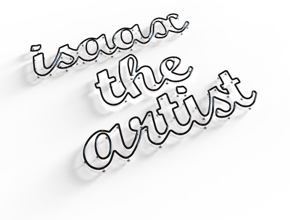 Black cursive letters spell out 'isaac the artist' on a white background.