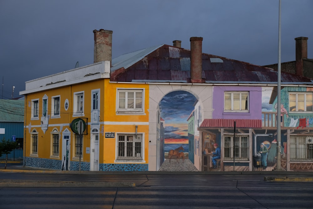 a building with a mural on the side of it