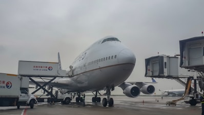 A large airplane at an airport.
