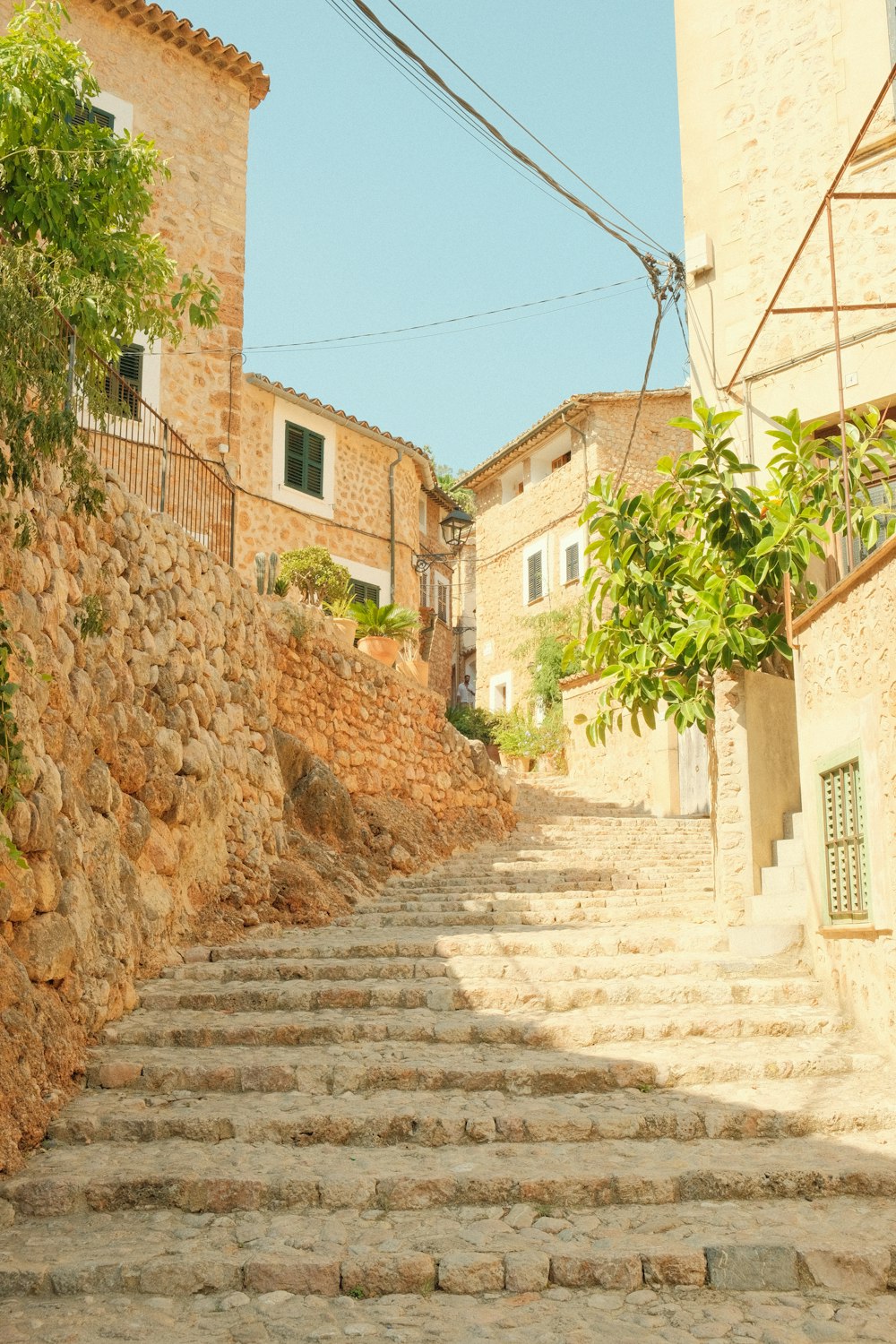 a set of stone steps leading up to a building