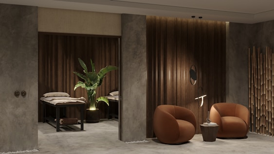 Cozy and serene reception area of a traditional Chinese medicine institute with warm lighting and elegant decor.