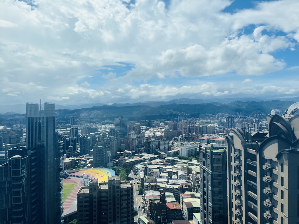 a view of a city from the top of a building