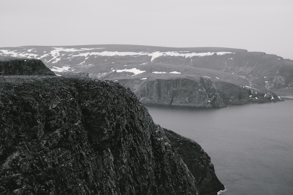 a large body of water surrounded by mountains