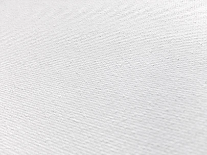 Close-up of a smooth, untouched white canvas texture.