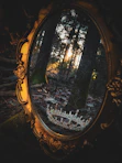 a mirror that is sitting in the grass