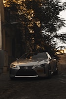 Sophisticated monochrome image of a luxury car parked discreetly under soft shadows.