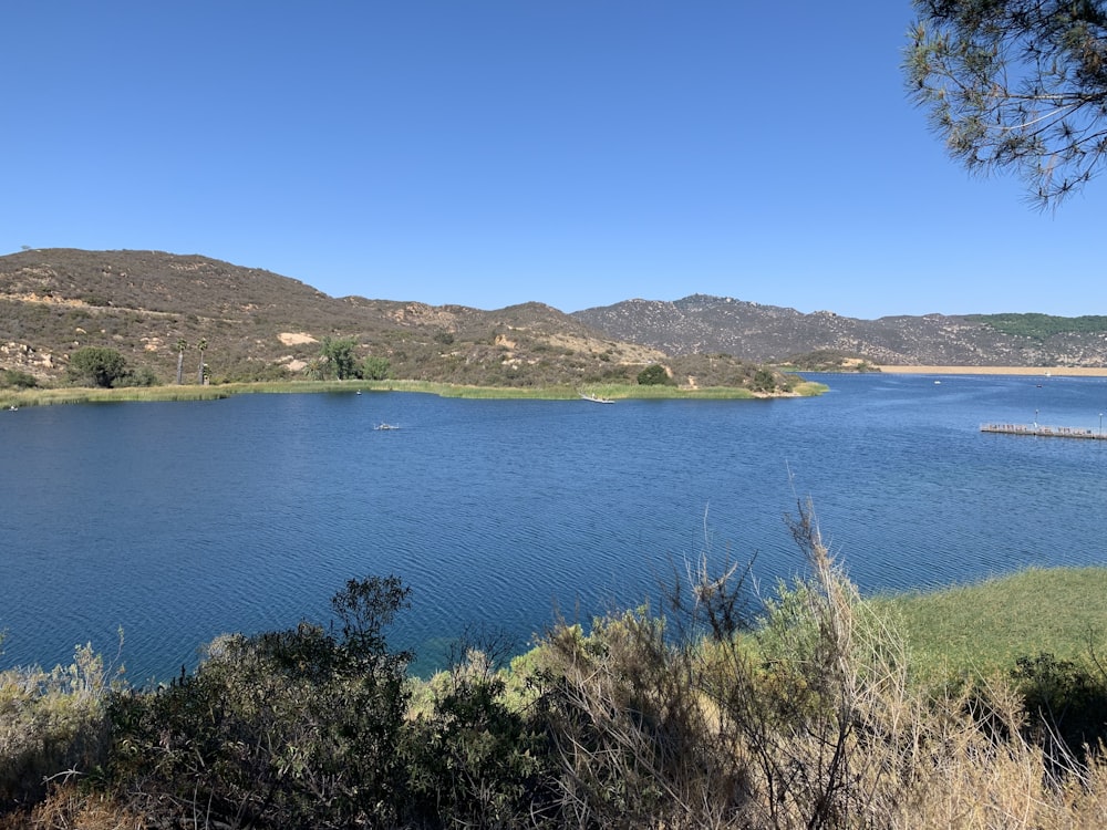 a large body of water surrounded by mountains