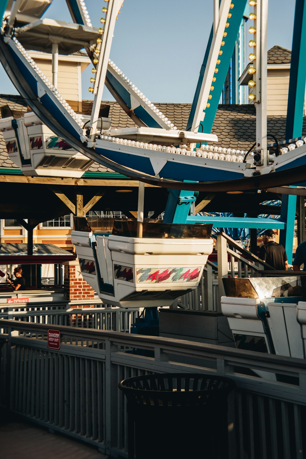 an amusement park ride with a boat on it