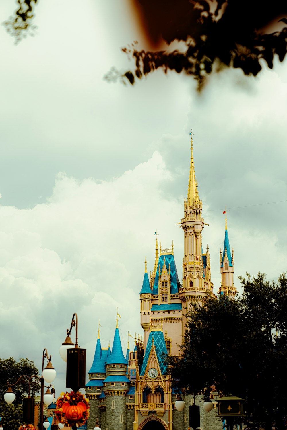 a large castle with a sky background