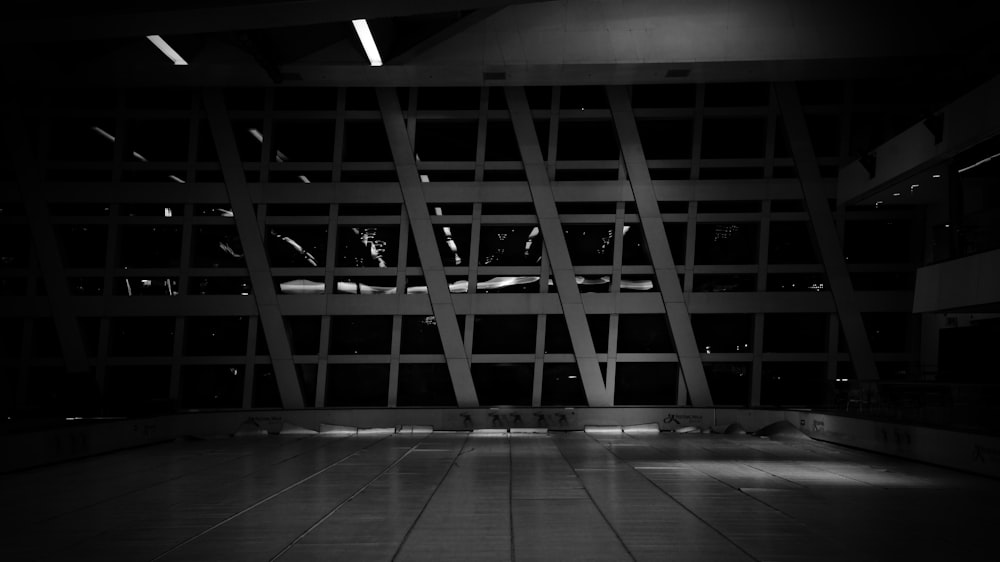 a black and white photo of an empty room