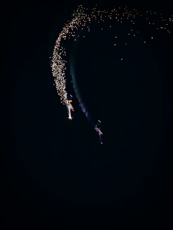 A sleek Aerovodochody L39 Albatros jet cutting through a twilight sky during an airshow.