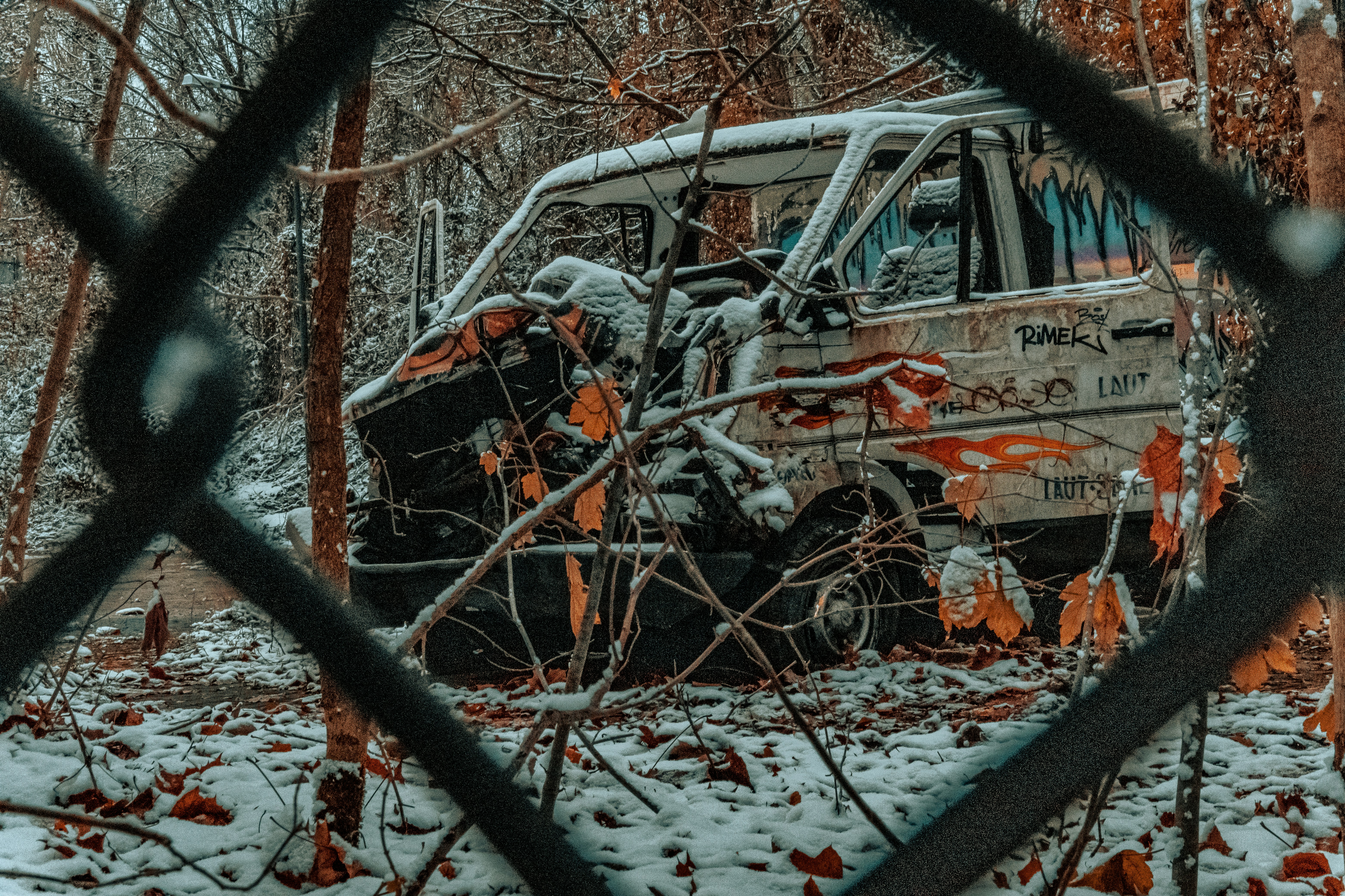 a truck that is sitting in the snow