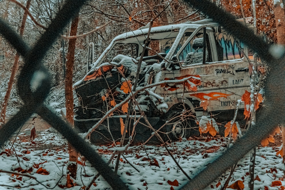 a truck that is sitting in the snow