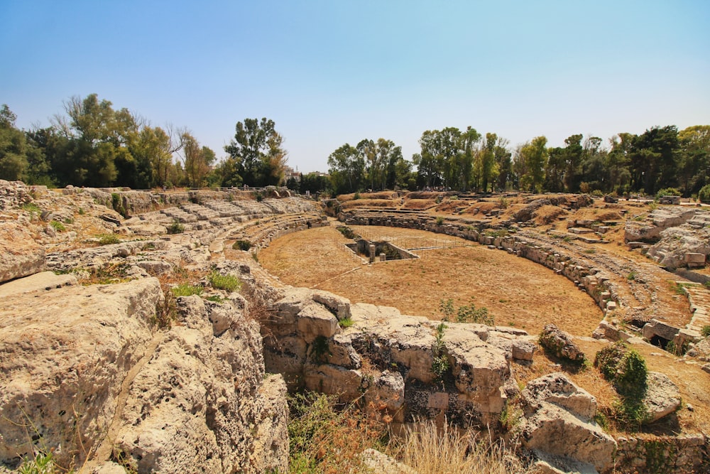 a view of an ancient roman city from the top of a hill