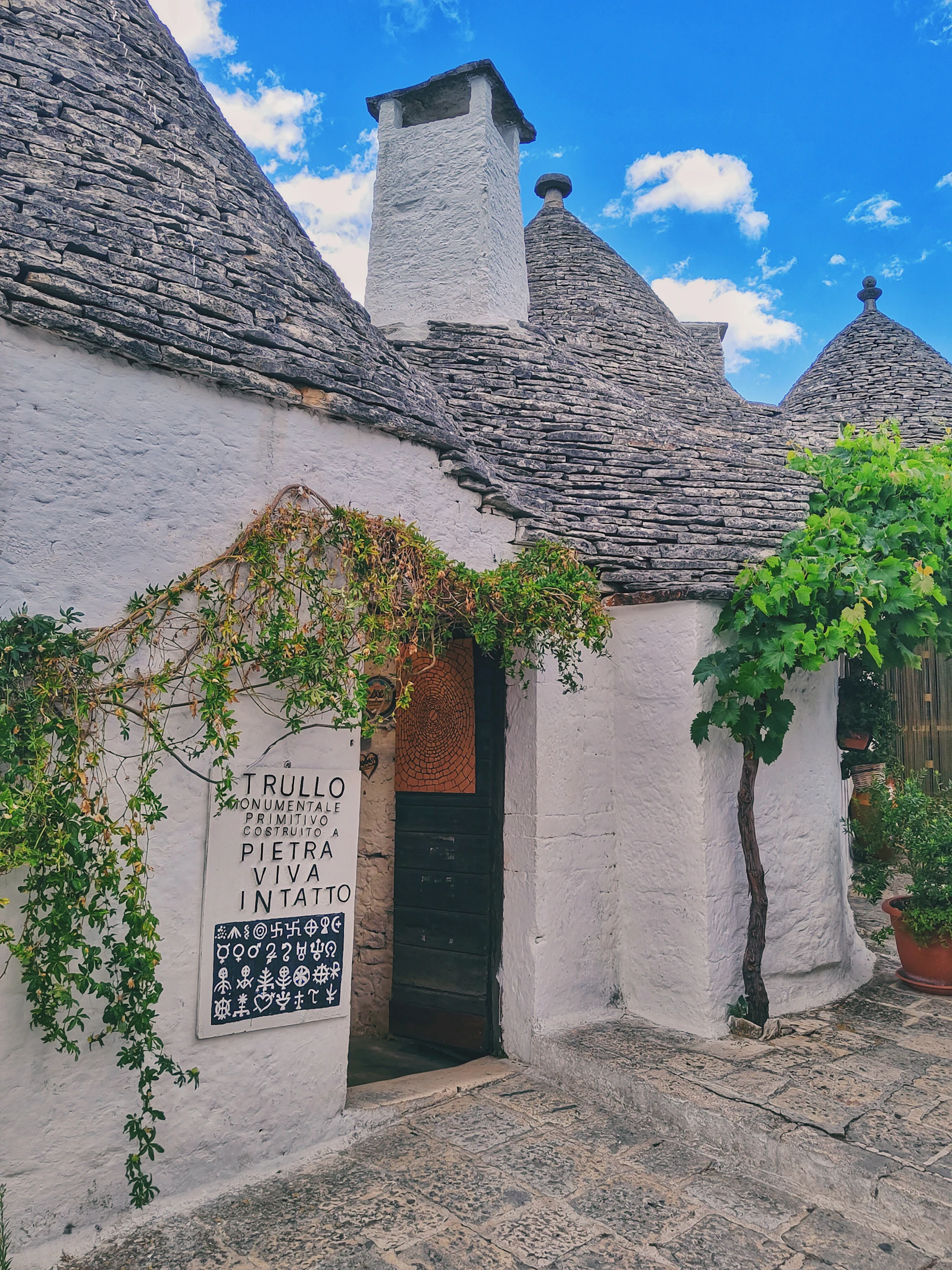Stone trulli rooftops in Puglia, Italy