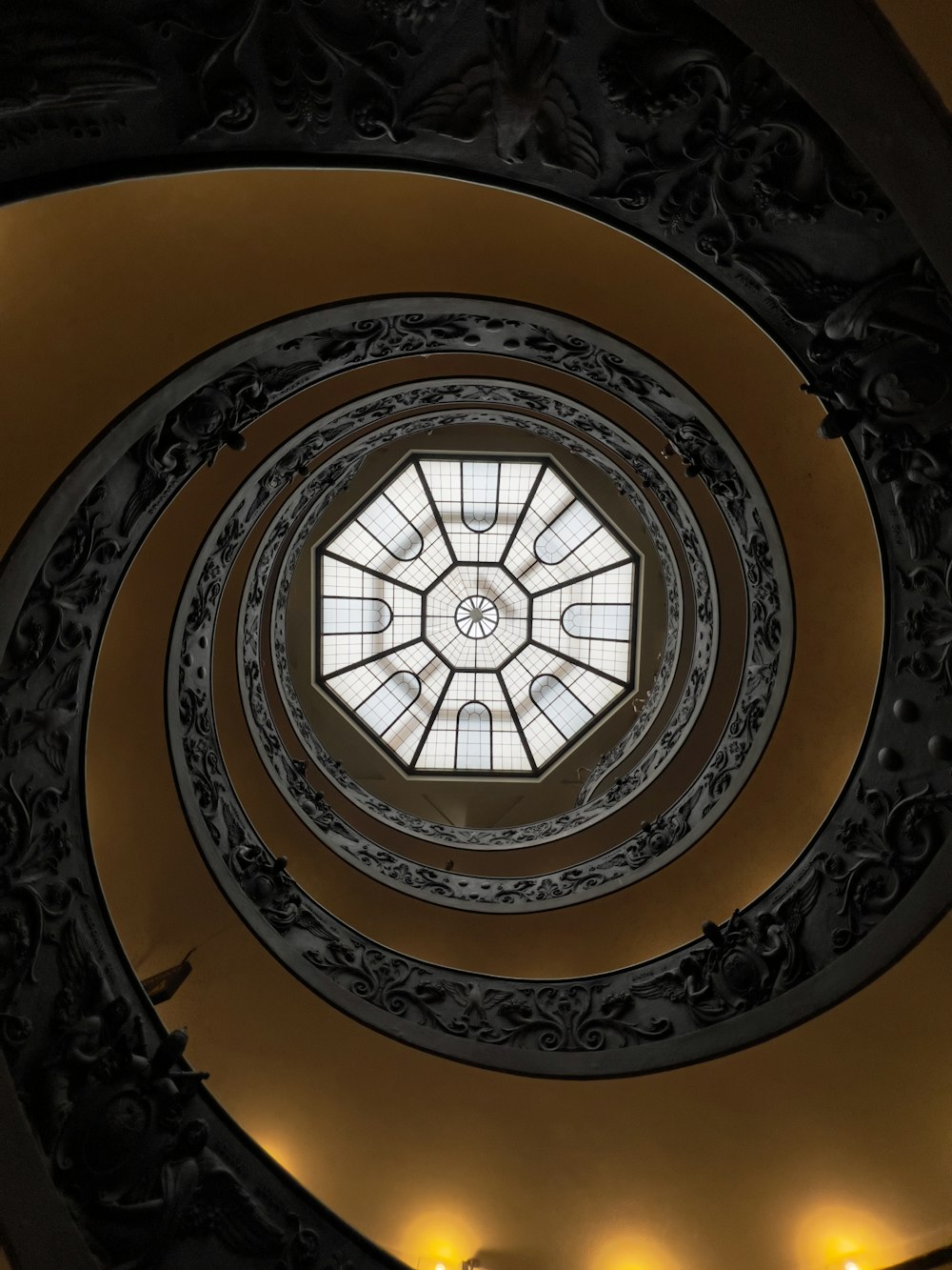 a circular window in the ceiling of a building