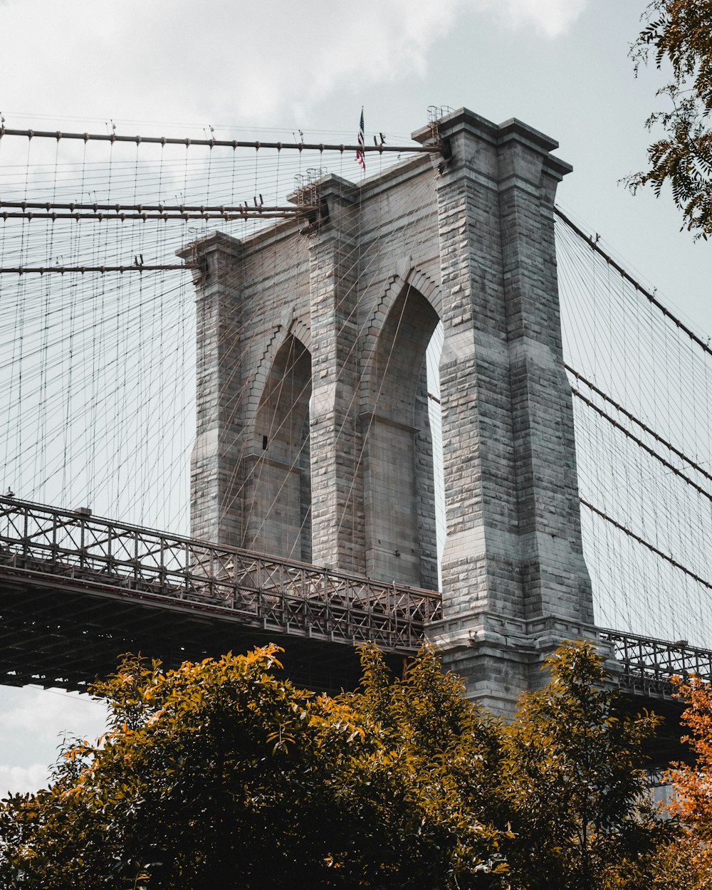 a view of the brooklyn bridge from across the river