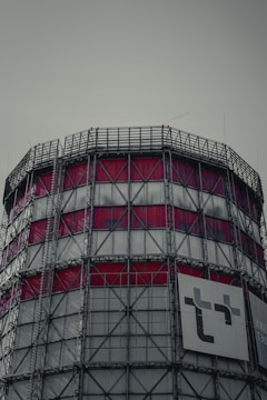 An industrial site featuring prominent wayfinding signage.