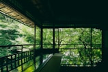 A serene standard room with forest views and cozy decor.