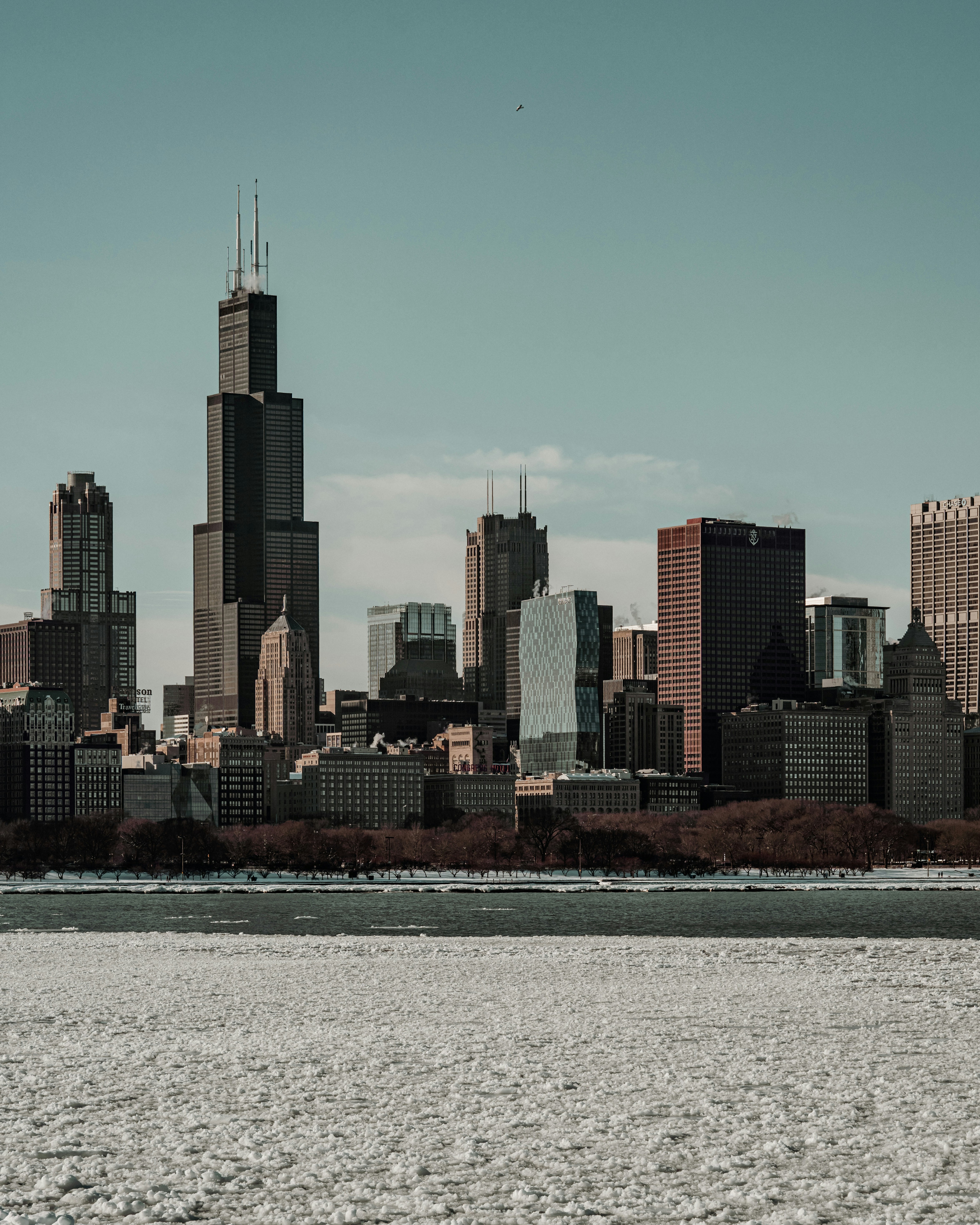 a view of a large city with tall buildings