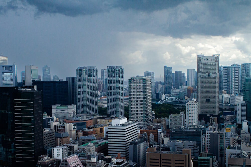 a view of a city from a tall building