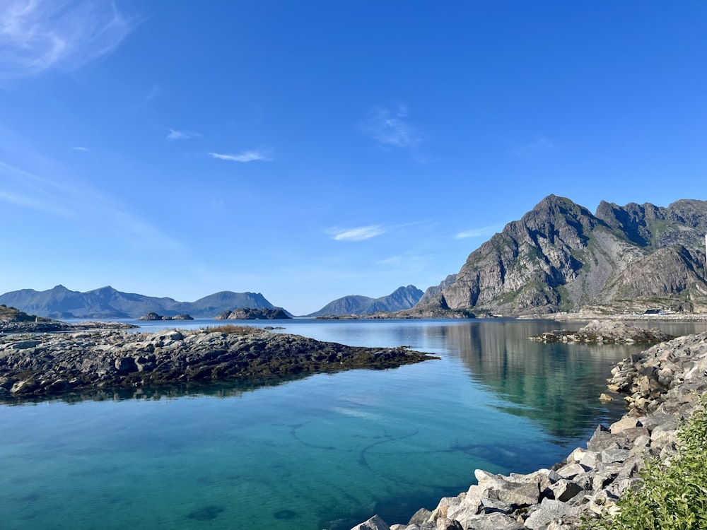 a large body of water surrounded by mountains