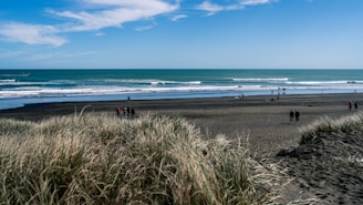 A scenic view of a family enjoying a beach vacation.