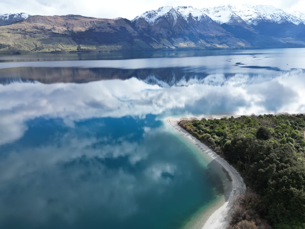 a large body of water surrounded by mountains