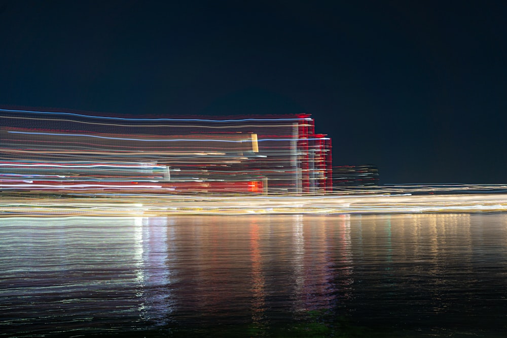 a blurry photo of a city at night