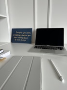 An inspiring workspace filled with books and writing tools.