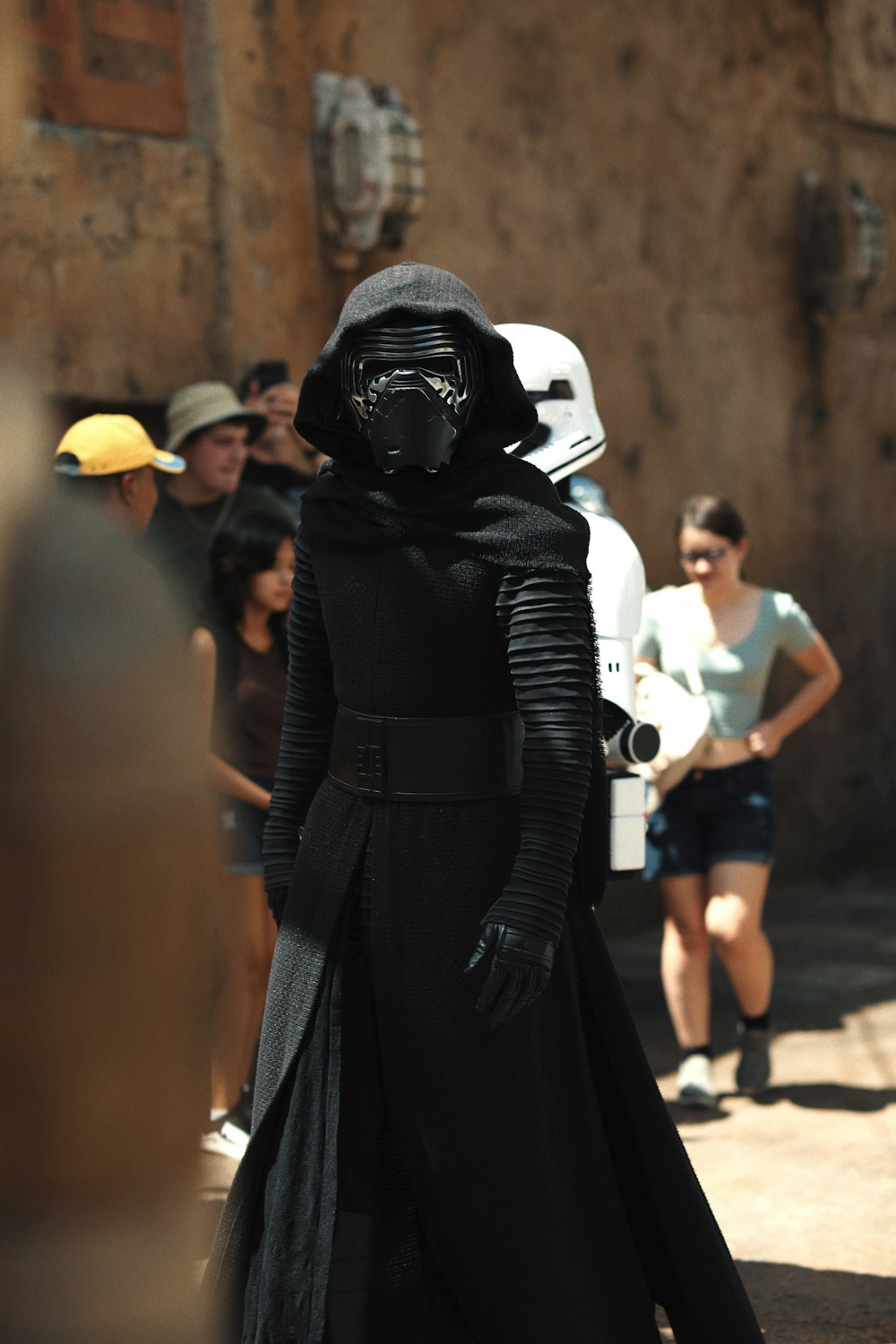 a person dressed in a darth vader costume