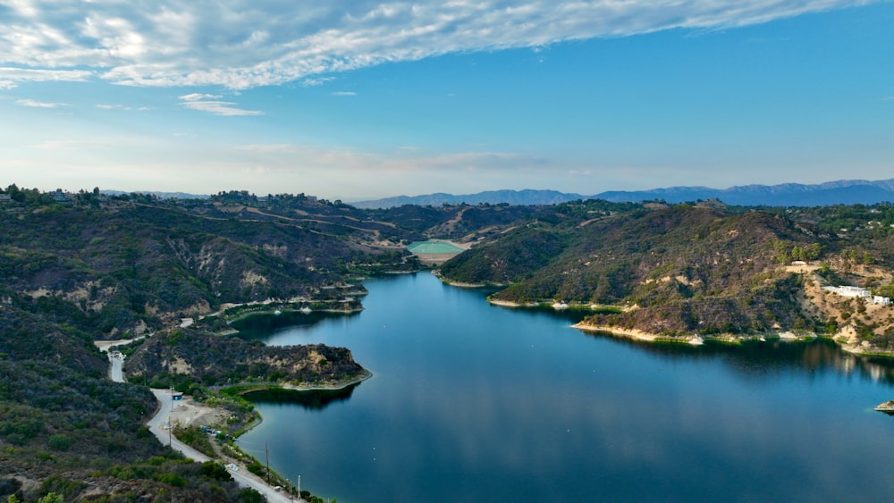 a large body of water surrounded by mountains