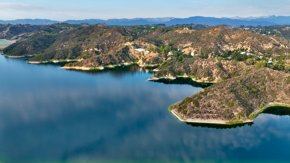 a large body of water surrounded by mountains