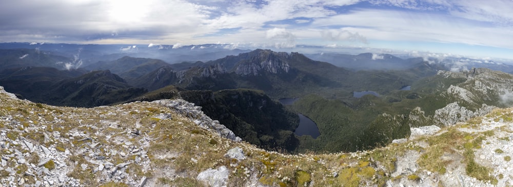 a panoramic view of a mountain range