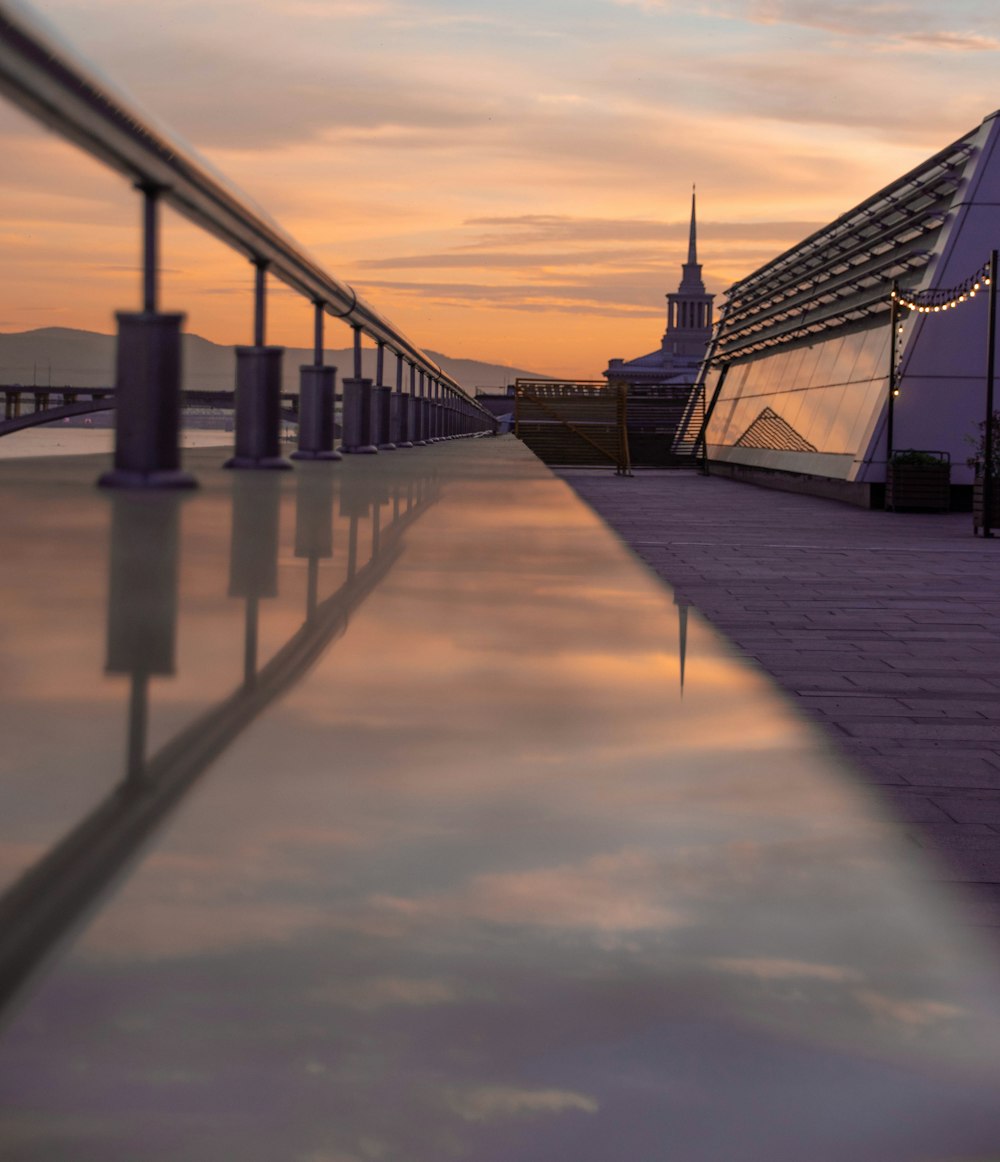 a reflection of a building in the water