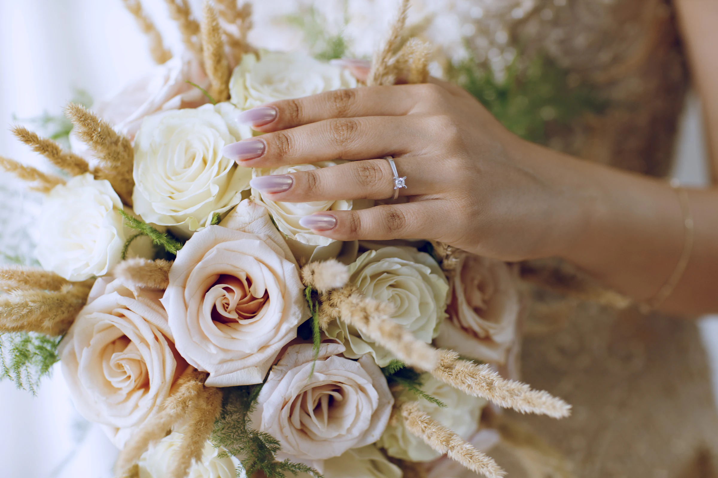 Close-up of a wedding bouquet