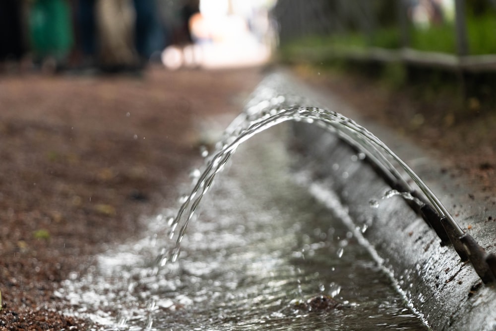 a close up of a water spout in a park