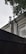 Two large metallic pipes extend vertically from a building, leading up to the roof where they are capped with black covers. A metal ladder is attached to the side of the building providing access to the roof and pipes. The building has a window with white bars and is partially obscured by a tree with green leaves at the top right corner of the image.