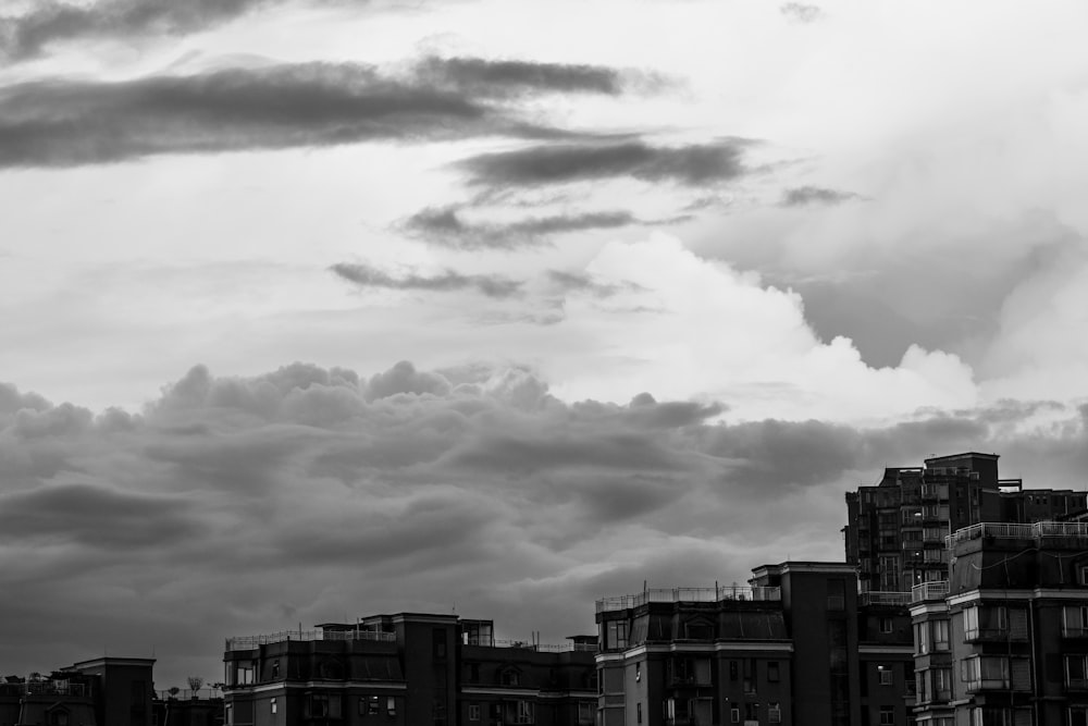 a black and white photo of a cloudy sky