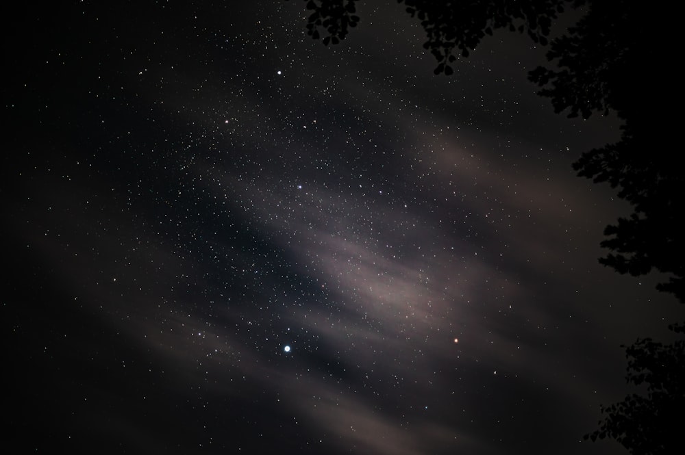 the night sky with stars and clouds