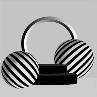 a black and white photo of two balls